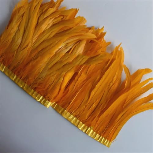 9,1 m Hahnfeder-Borten, 25–30 cm, mit Federbesatz, Hühnerfederbesatz, Kleid, Rock, Dekoration, goldfarben, 4 m von Generisch