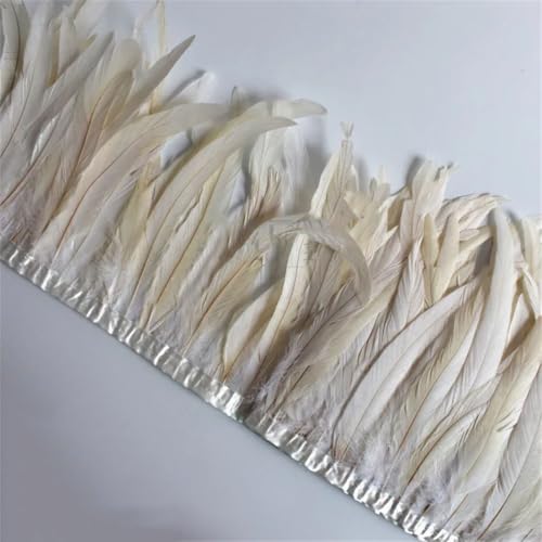 9,1 m Hahnfeder-Borten, 25–30 cm, mit Federn, bespannt, Hühnerfederbesatz, Kleid, Rock, Dekoration, Beige, 2 Meter 9,1 m Hahnfeder-Borten, 25–30 cm, mit Federn, bespannt, Hühnerfederbesatz, Kleid, Rock, Dekoration, Beige, 2 Meter von Generisch