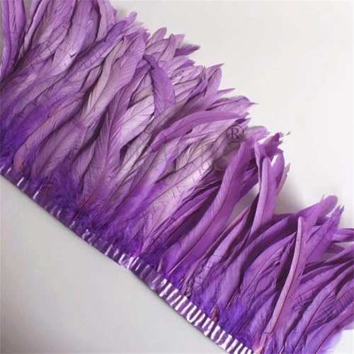 9,1 m Hahnfeder-Borten, 25–30 cm, mit Federn, bespannt, Hühnerfederbesatz, Kleid, Rock, Dekoration, Hellviolett, 91 cm 9,1 m Hahnfeder-Borten, 25–30 cm, mit Federn, bespannt, Hühnerfederbesatz, Kleid, Rock, Dekoration, Hellviolett, 91 cm von Generisch