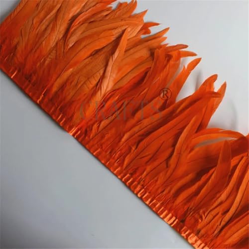 9,1 m Hahnfeder-Borten, 25–30 cm, mit Federn, bespannt, Hühnerfederbesatz, Kleid, Rock, Dekoration, Orange, 4 Meter von Generisch