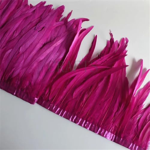 9,1 m Hahnfeder-Borten, 25–30 cm, mit Federn, bespannt, Hühnerfederbesatz, Kleid, Rock, Dekoration, Rose, 4 Meter von Generisch