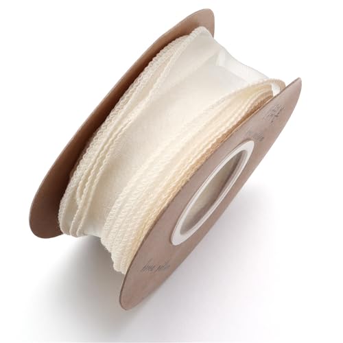 9,1 m Organza-Seidenband, Polyester-Satin-Stoffstreifen for selbstgemachte Geschenkverpackungen, Hochzeitssträuße, Basteldekoration, Nähzubehör(Beige B) von Generisch