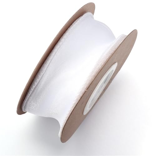 9,1 m Organza-Seidenband, Polyester-Satin-Stoffstreifen for selbstgemachte Geschenkverpackungen, Hochzeitssträuße, Basteldekoration, Nähzubehör(White B) von Generisch