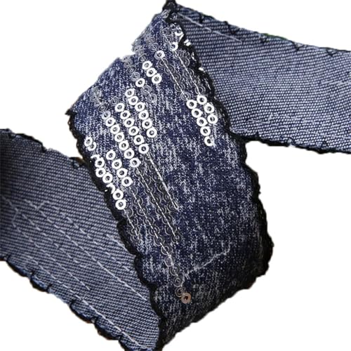 9,1 m Pailletten-Denim-Bänder, 38 mm, DIY-Haarschleife, Zubehör, handgefertigtes Klebeband, Basteln, Nähen, 4 x 40 mm 9,1 m Pailletten-Denim-Bänder, 38 mm, DIY-Haarschleife, Zubehör, handgefertigtes Klebeband, Basteln, Nähen, 4 x 40 mm von Generisch