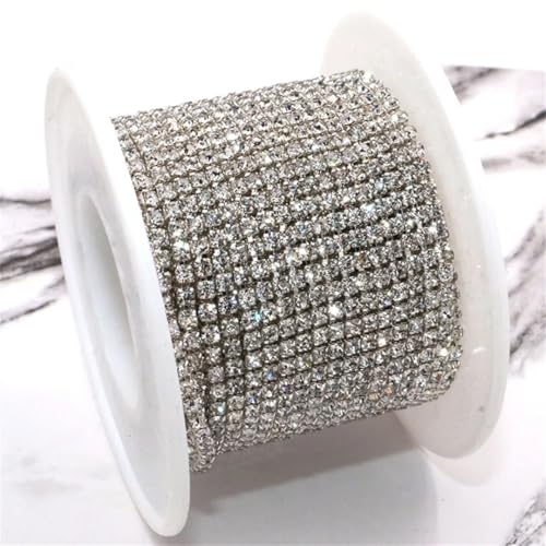 9,1 m Rolle Glaskristall-Strasssteine mit silberfarbener Basis, Cup-Kette zum Aufkleben von Kleidertaschen und Hochzeitskleid-Dekorationen 9,1 m Rolle Glaskristall-Strasssteine mit silberfarbener Basis, Cup-Kette zum Aufkleben von Kleidertaschen und Hochzeitskleid-Dekorationen von Generisch