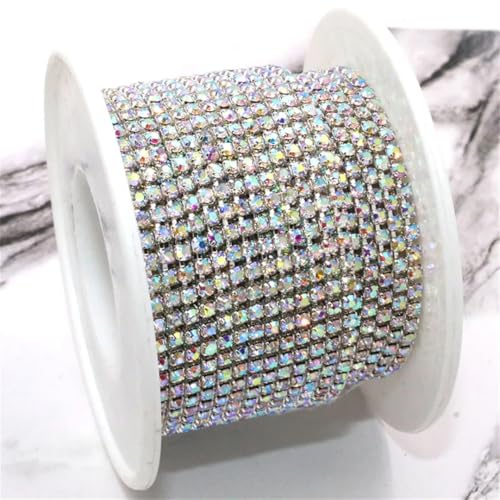 9,1 m Rolle Glaskristall-Strasssteine mit silberfarbener Basis, Cup-Kette zum Aufkleben von Kleidertaschen und Hochzeitskleid-Dekorationen 9,1 m Rolle Glaskristall-Strasssteine mit silberfarbener Basis, Cup-Kette zum Aufkleben von Kleidertaschen und Hochzeitskleid-Dekorationen von Generisch