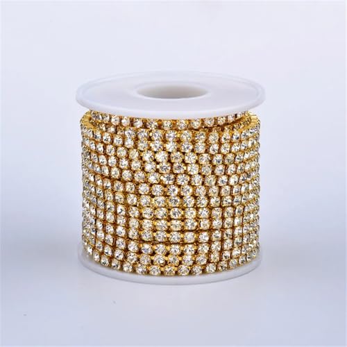 9,1 m Rolle SS6 bis SS18 zum Aufnähen, silberfarbene Glas-Strass-Kette, Besatz, Ab-Kristallsteine, Applikation, dichtes Strassband für Kleidung und Taschen von Generisch