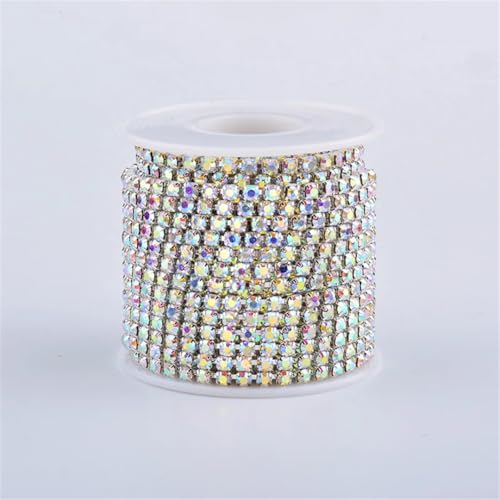 9,1 m Rolle SS6 bis SS18 zum Aufnähen, silberfarbene Glas-Strass-Kette, Besatz, Ab-Kristallsteine, Applikation, dichtes Strassband für Kleidung und Taschen 9,1 m Rolle SS6 bis SS18 zum Aufnähen, silberfarbene Glas-Strass-Kette, Besatz, Ab-Kristallsteine, Applikation, dichtes Strassband für Kleidung und Taschen von Generisch