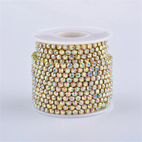 9,1 m Rolle SS6 bis SS18 zum Aufnähen, silberfarbene Glas-Strass-Kette, Besatz, Ab-Kristallsteine, Applikation, dichtes Strassband für Kleidung und Taschen von Generisch