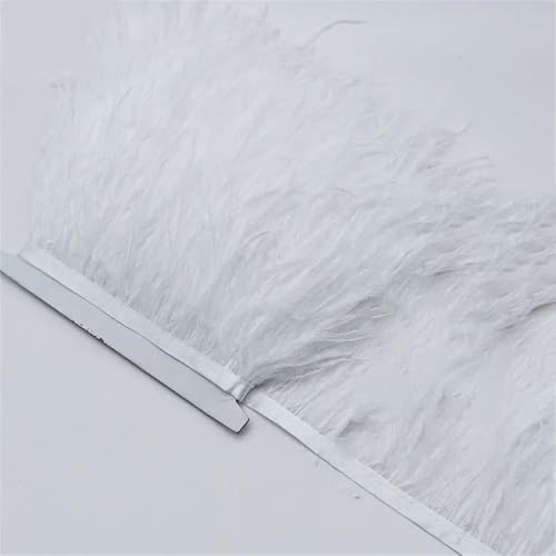 9,1 m Straußenfeder-Bordüre, Fransenband, Kleidung, Dekoration, DIY, Federbesätze, Band, Rock, Kleidung, weiß, 4,5 m von Generisch