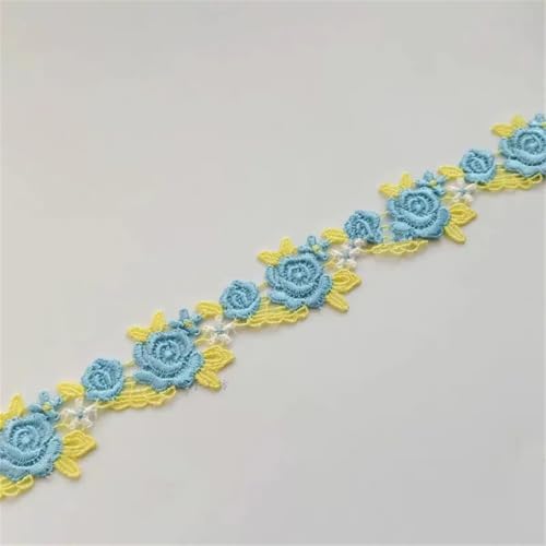 9,1 m breit, florales Spitzenband mit Band, für Hochzeit, Braut und Kleidung, Dekoration, 9,1 m, Blau von Generisch