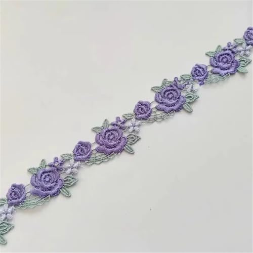 9,1 m breit, florales Spitzenband mit Band, für Hochzeit, Braut und Kleidung, Dekoration, 9,1 m, Hellviolett von Generisch