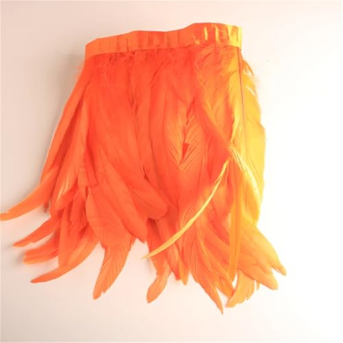 9,1 m lange Hahnenschwanz-Federborten für Handarbeit, DIY, Handwerk, 25–30 cm, Fransen für Kleidung, Accessoires, Orange, 9,1 m von Generisch