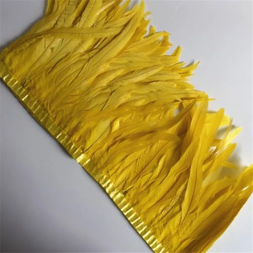 9,1 m lange Hahnfeder-Borten, 25–30 cm, mit Federbesatz, Hühnerfederbesatz, Kleid, Rock, Dekoration, Gelb, 9,1 m von Generisch