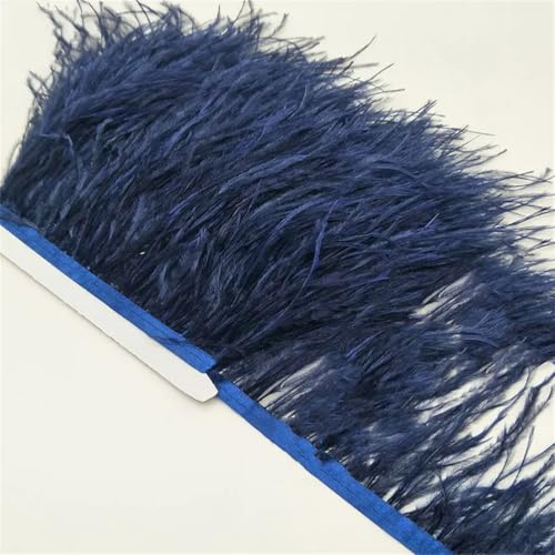 9,1 m langes Band mit Straußenfedern, Fransenverzierung, Straußenfedern, Fransenborte für Kleid, Marineblau, 2 Meter 9,1 m langes Band mit Straußenfedern, Fransenverzierung, Straußenfedern, Fransenborte für Kleid, Marineblau, 2 Meter von Generisch