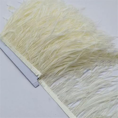 9,1 m natürliche Straußenfeder-Bordüre, Fransenborte, Kleidung, Dekoration, Fransenborten für Kleid, Nähen, Handwerk, Beige, 4,5 m von Generisch