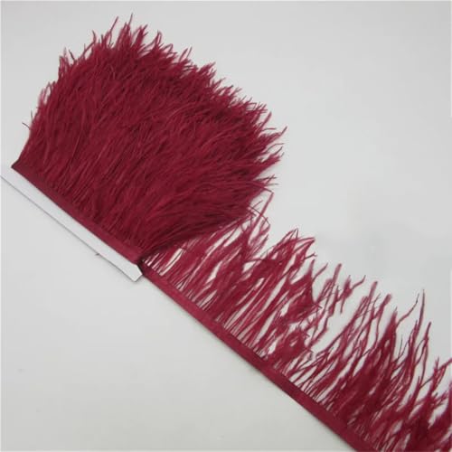 9,1 m natürliche Straußenfeder-Bordüre, Länge 10-15 cm, Federbesatz, Fransen, DIY, Nähen, Kleidung, Zubehör, Weinrot, 2 Meter 9,1 m natürliche Straußenfeder-Bordüre, Länge 10-15 cm, Federbesatz, Fransen, DIY, Nähen, Kleidung, Zubehör, Weinrot, 2 Meter von Generisch