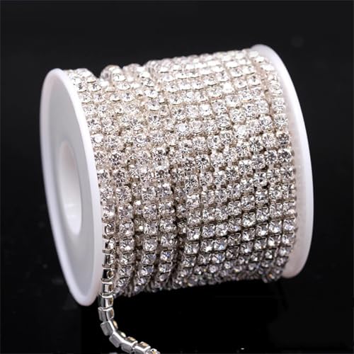 9,1 oder 9,1 m Rolle Ss6-Ss18 Kristall-Strass-Cup-Kette zum Aufnähen oder Aufkleben auf Kleidung, Schmuck und Bekleidungszubehör von Generisch