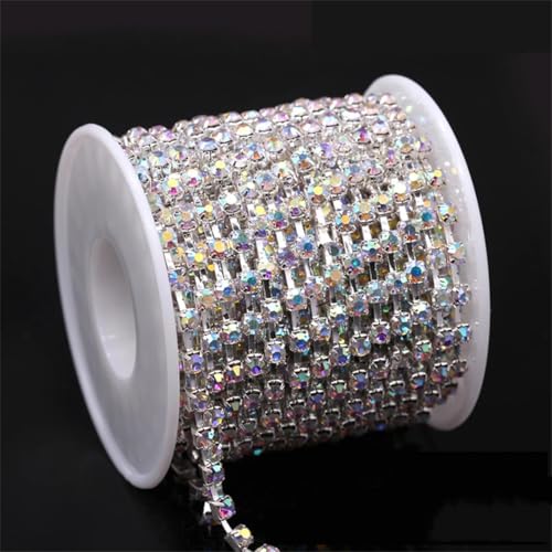 9,1 oder 9,1 m Ss6-Ss38 Glitzerkristall Strass Krallenkette zum Aufnähen auf Kleidung und Kunsthandwerk Dekorationen von Generisch