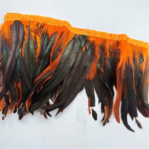 9,7 m/Los 25–30 cm Hühnerfedern, Besatz, Stoff, Seitenband, Hahnschwanz, Federbesatz, Kleidung, Hochzeitsdekoration, Orange, 6 Yard von Generisch