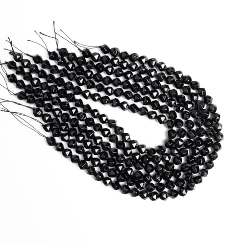 9–10 mm schwarze Achat-Perlen, geschliffen, facettierter, natürlicher Edelstein, voller Strang, loser Stein für DIY-Armband, Halskette, 9–10 mm April, 37 Perlen 9–10 mm schwarze Achat-Perlen, geschliffen, facettierter, natürlicher Edelstein, voller Strang, loser Stein für DIY-Armband, Halskette, 9–10 mm April, 37 Perlen von Generisch