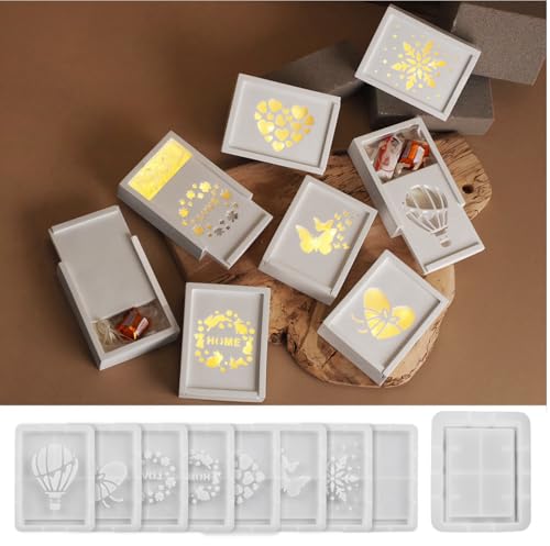 9-teiliges Silikonform-Gießform-Haus, neue Silikonform-Geschenkbox, Silikon-Gießform-Haus, Gipsform zum Gießen, Epoxidharzform für Wohndekorationen 9-teiliges Silikonform-Gießform-Haus, neue Silikonform-Geschenkbox, Silikon-Gießform-Haus, Gipsform zum Gießen, Epoxidharzform für Wohndekorationen von Generisch