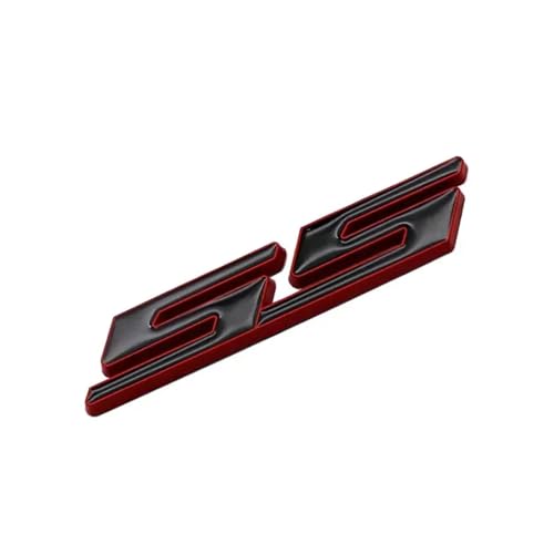 9 x 1,8 cm Metall-Buchstaben-Emblem-Abzeichen-Aufkleber, kompatibel mit SS Aveo Cruze Malibu Sail Captiva Lacetti Orlando Epica Camaro Autoaufkleber(Sticker Black-Red) von Generisch