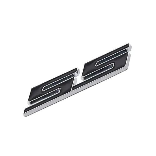 9 x 1,8 cm Metall-Buchstaben-Emblem-Abzeichen-Aufkleber, kompatibel mit SS Aveo Cruze Malibu Sail Captiva Lacetti Orlando Epica Camaro Autoaufkleber(Sticker Black-Silver) von Generisch
