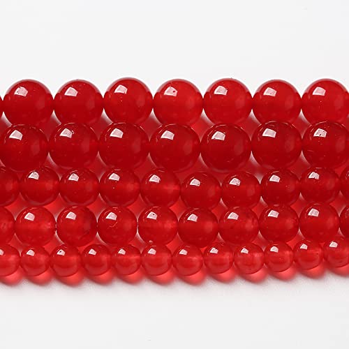 90 Stück 4 mm natürliche rote Jade-Chalcedon-Perlen, runde Kristallperlen für Schmuckherstellung, DIY-Armbänder (4 mm, rote Jade) von Generisch