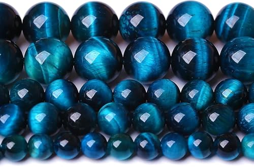 90 Stück blaue Tigeraugen-Perlen, natürliche Edelstein-Abstandshalter für Schmuckherstellung, DIY-Armband, Halbedelstrang, 2 Stränge von Generisch