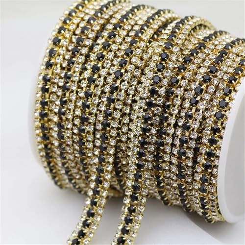 91 cm 3-reihige Strass-Cup-Kette zum Aufnähen in Schwarz und Weiß für Taschen, Stoff und Nagelkunst-Dekoration 91 cm 3-reihige Strass-Cup-Kette zum Aufnähen in Schwarz und Weiß für Taschen, Stoff und Nagelkunst-Dekoration von Generisch