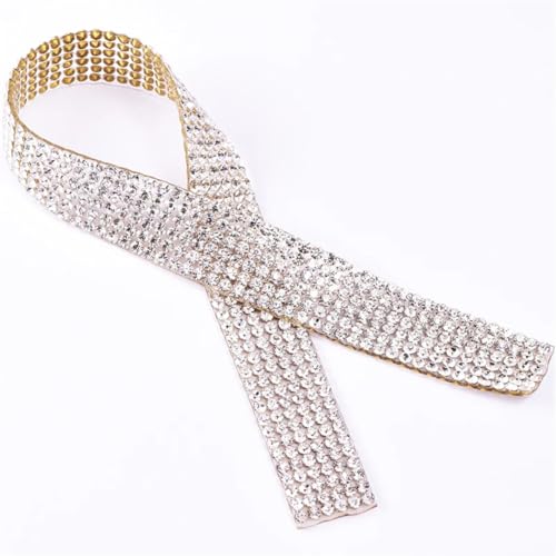 91 cm 4/6/8 Reihen Kristall AB Glas Chatons Strass Band Trim Band zum Aufbügeln Applikation für Kleid und Schuhe Verzierung von Generisch