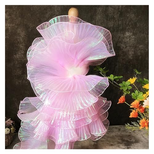 91 cm große, plissierte Blumenspitze, magischer Farbverlauf für Hochzeit, gewellt, gestreift, Dekorationstuch, breit, 15 cm (Rosa) von Generisch