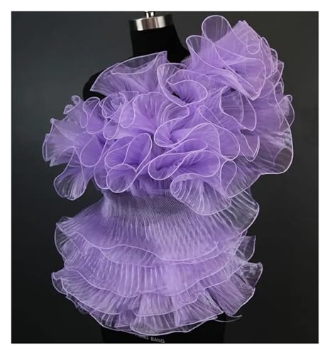 91 cm große, plissierte Blumenspitze, magischer Farbverlauf für Hochzeit, gewellt, gestreift, Dekorationstuch, breit, 15 cm (reines Lila) von Generisch