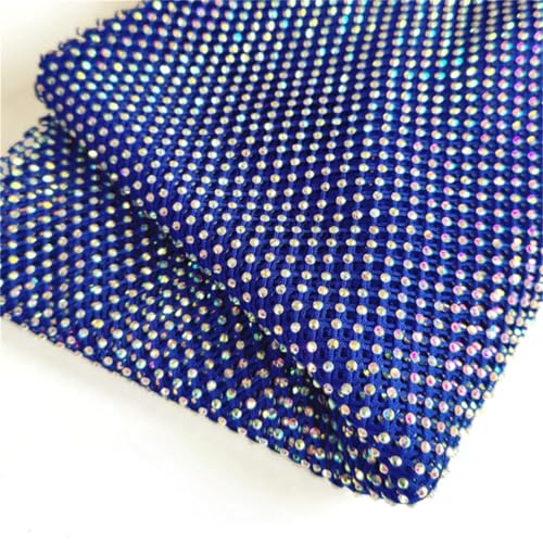91 cm königsblauer Kristall-Strass-Netzstoff, elastischer Stoff, Nähbesatz, Strassband, Applikation für DIY-Kleid und Accessoire-Dekoration von Generisch