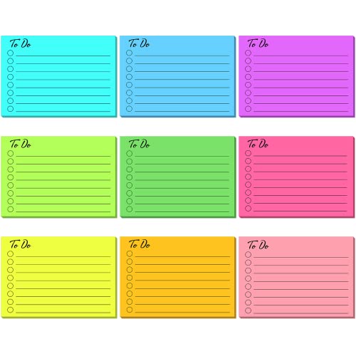 9er-Pack linierte Haftnotizen (7,6 x 10,2 cm) – helle mehrfarbige selbstklebende Notizblöcke, 50 Blatt/Block, To-Do-Listen-Notizblöcke für Büro, Schule und Zuhause von Generisch