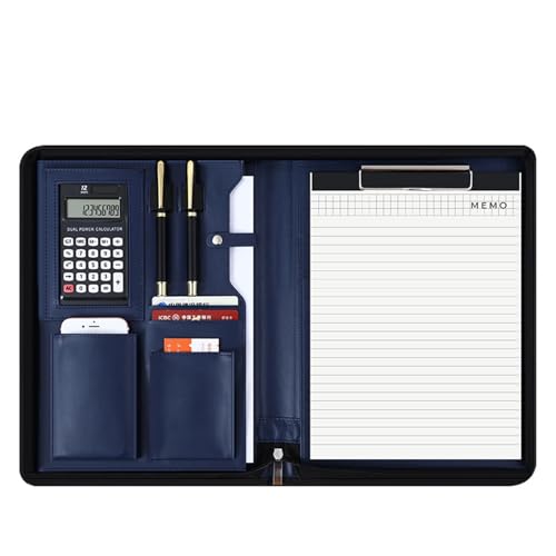 A4/A5 PU-Leder-Portfolio, Multifunktion aler Dokumenten-Organizer Reiß verschluss tasche mit Taschen rechner, Büros ch reiben von Generisch