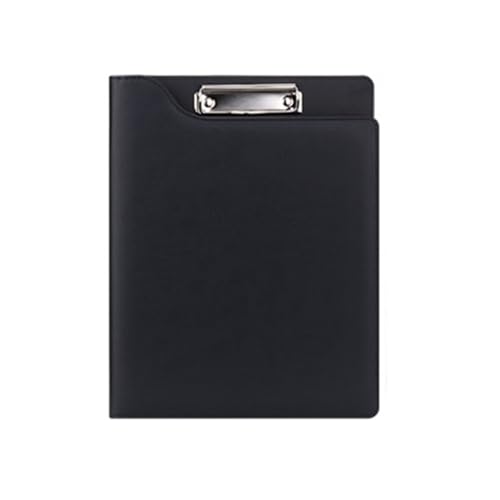 A4-Aktenordner-Klemmbrett, PU-Leder, Padfolio-Klemmbrett mit Stifthalter, Portfolio-Organizer mit Notizblock, Dokumentenaufbewahrung, Organizer (schwarz) von Generisch