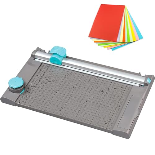 A4 Papierschneider, Bastelpapierschneider mit 3 Messern - Schneiden Sie gerade, perforiert, Wellenlinien & abgerundete Ecken, schneidet bis zu 10 Blatt, ideal für Etiketten, Fotos, Gutscheine von Generisch