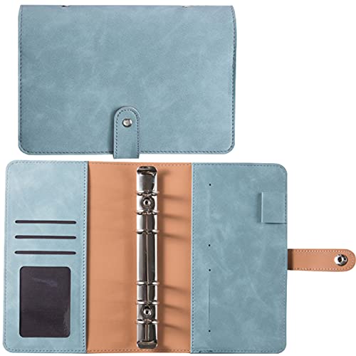 A6 Ringbuch PU Leder Notizbuch, Notebook Binder, Nachfüllbares Notizbuch mit A6 Punktrasterpapier, Innentaschen, Registerteiler, Ordner Planer für Reisen Arbeit Schule Personal Organizer,Blau von Generisch