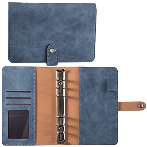 A6 Ringbuch PU Leder Notizbuch, Notebook Binder, Nachfüllbares Notizbuch mit A6 Punktrasterpapier, Innentaschen, Registerteiler, Ordner Planer für Reisen Arbeit Schule Personal Organizer,Dunkelblau von Generisch