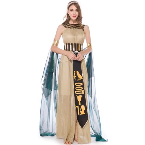 Ägyptisches Kostüm Frauen - Cleopatra Kostüm | Ägyptische Kostüme Für Frauen In Cleopatra Blue | Antike Ägypter Göttin Outfit Ideal Für Halloween Party Bühne Performance Historische Rollenspiele von Generisch