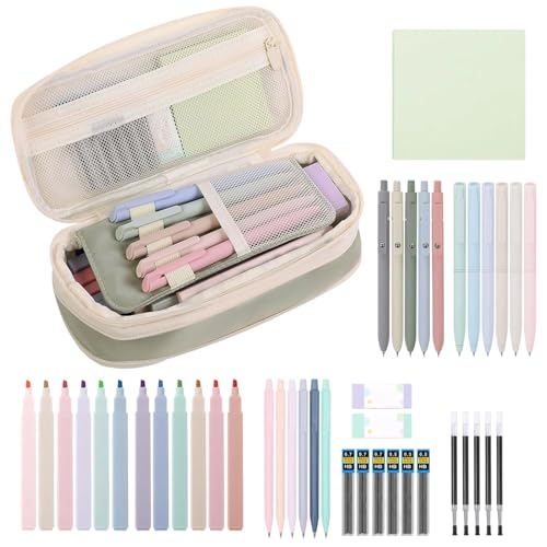 Ästhetische Schulmaterial Set - niedliche Bleistiftkoffer mit schwarzen Gelstiften, Radiergummi -Notizbilder | Briefpapierkit für Studenten Jugendliche Frauen Mädchen College und Klassenzimmer Ästhetische Schulmaterial Set - niedliche Bleistiftkoffer mit schwarzen Gelstiften, Radiergummi -Notizbilder | Briefpapierkit für Studenten Jugendliche Frauen Mädchen College und Klassenzimmer von Generisch