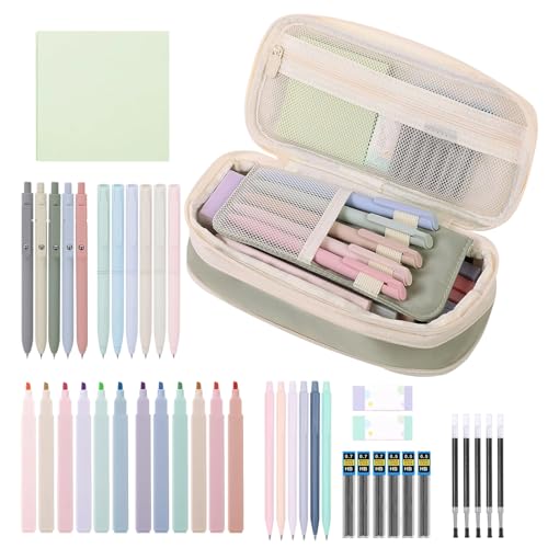 Ästhetisches Schreibwarenset - 12 Pastellschwerer | 4 Löschbare Stifte | Ästhetische Schulversorgung Mit Niedlicher Stiftkoffer | Radiergummi Notepad Smooth -Schreibsets Für Lehrerinnen Mädchen Teenag Ästhetisches Schreibwarenset - 12 Pastellschwerer | 4 Löschbare Stifte | Ästhetische Schulversorgung Mit Niedlicher Stiftkoffer | Radiergummi Notepad Smooth -Schreibsets Für Lehrerinnen Mädchen Teenag von Generisch
