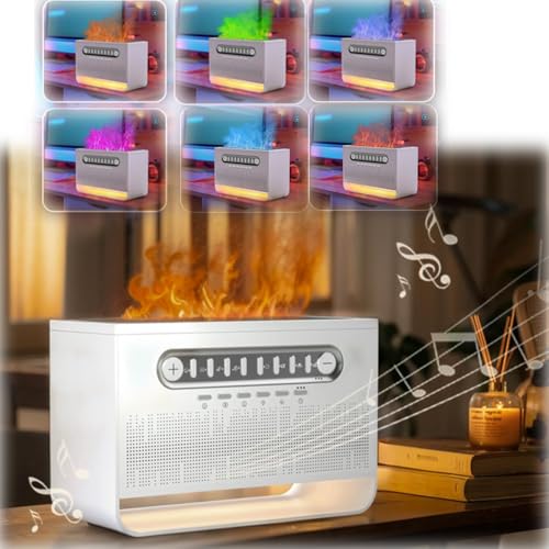 Ätherisches Öl Diffusor Sound Machine Combo Diffuser, Sound Machine mit DIY White Noise, für Aromatherapie Duftöl Cool Mist Humidifie, Flammendiffusoren, 7 LEDs, 8 natürliche weiße Geräusche von Generisch