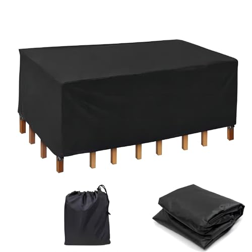 Abdeckung für Gartenmöbel, 320 x 100 x 105 cm, wasserdicht, UV-Schutz, für Tisch und Stuhl, quadratisch, Oxford-Gewebe, schwarze Abdeckung für Allwetterschutz von Generisch