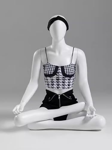 Abnehmbare weibliche Schaufensterpuppe aus Fiberglas für Yoga und Pilates, Kleidung, Steh-Workout-Puppe mit Metallsockel von Generisch