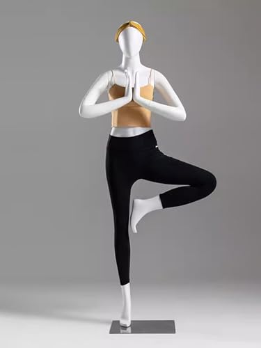 Abnehmbare weibliche Schaufensterpuppe aus Fiberglas für Yoga und Pilates, Kleidung, Steh-Workout-Puppe mit Metallsockel von Generisch