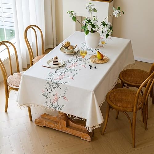 Abwaschbare Tischdecke mit Blumenblättern, Stickerei, staubdicht, rechteckig, abwischbar, für Urlaub, Picknick, für Esszimmer und Küche, Party, Rosa, 140 x 260 cm Abwaschbare Tischdecke mit Blumenblättern, Stickerei, staubdicht, rechteckig, abwischbar, für Urlaub, Picknick, für Esszimmer und Küche, Party, Rosa, 140 x 260 cm von Generisch