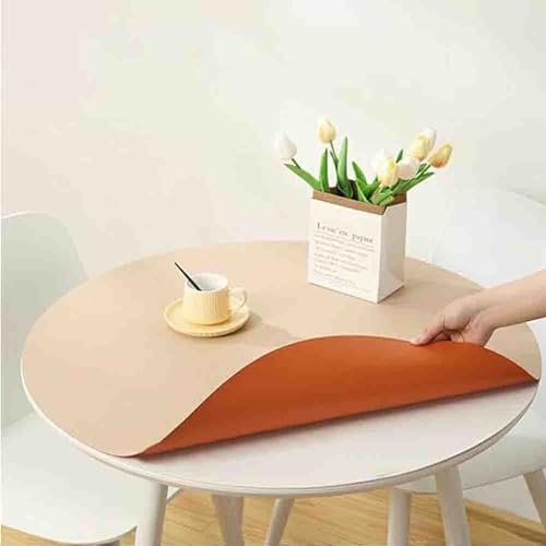 Abwaschbare runde Kunstleder-Tischdecke, großer Vinyl-Tischschutz, für den Außenbereich und leicht zu reinigende runde Tischdecke, elegante Esszimmerdekoration. Abwaschbare runde Kunstleder-Tischdecke, großer Vinyl-Tischschutz, für den Außenbereich und leicht zu reinigende runde Tischdecke, elegante Esszimmerdekoration. von Generisch